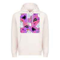 Pale Pink cute ghost halloween seamless pattern Premium Hoodie - BundleAndBundleShop