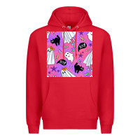 Red cute ghost halloween seamless pattern Premium Hoodie - BundleAndBundleShop