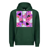 Sports Green cute ghost halloween seamless pattern Premium Hoodie - BundleAndBundleShop