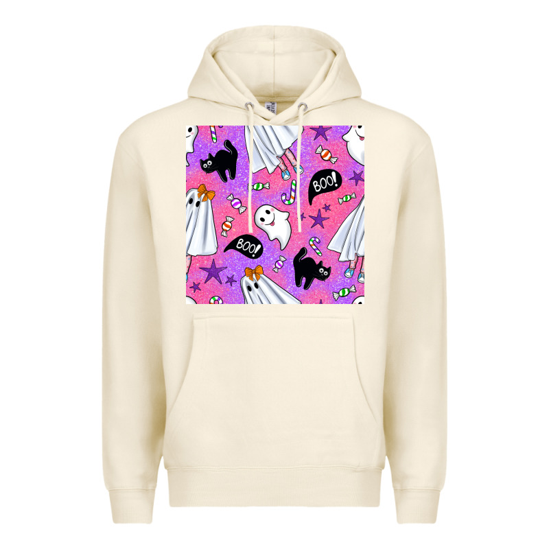 Cute Ghost Halloween Seamless Pattern Premium Hoodie by BundleAndBundleShop | Teevron