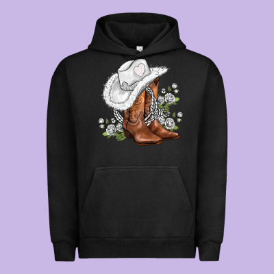 White  Cowgirl  And Roses Urban Hoodie Designed By Adodesignshop