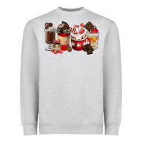 Heather Grey Chocolate Love Coffee Cups Heavyweight Sweatshirt - FaDigitalArtStudio