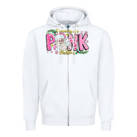 White dreaming of a pink christmas Zipper Hoodie - CowhideDigitalArt
