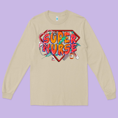 Super Nurse Long Sleeve Tee Designed By Cowgirlartshop
