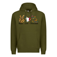 Army Green Peace Love Mexicana Premium Hoodie - RanaPortraitStore