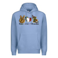 Colony Blue Peace Love Mexicana Premium Hoodie - RanaPortraitStore