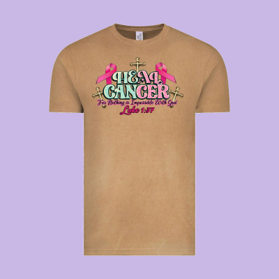 Heal Cancer Luke 1:37 Cross Cancer Awareness Vintage Tee Designed By Howdyjamesfarm