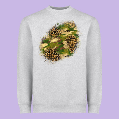 Camouflage And Leopard Patch  5 Heavyweight Sweatshirt Designed By Bundleandbundleshop