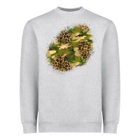 Heather Grey camouflage and leopard patch  5 Heavyweight Sweatshirt - BundleAndBundleShop