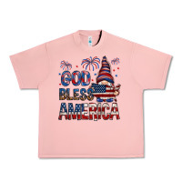 Salmon God Bless America with gnome 4th of july Urban Heavy Tee - HowdyJamesFarm