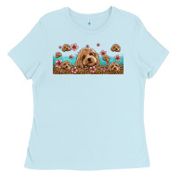 Baby Blue floral cockapoo Ladies Tee - Jasminsmagicworld