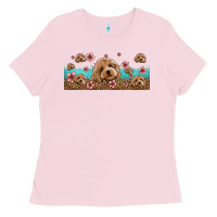 Bubblegum Pink floral cockapoo Ladies Tee - Jasminsmagicworld