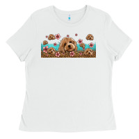 White floral cockapoo Ladies Tee - Jasminsmagicworld