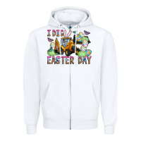 White I Dig Easter Day Zipper Hoodie - CowhideDigitalArt