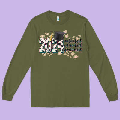 2024 Motivated Educated Graduated Long Sleeve Tee Designed By Cowgirlartshop