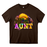 Chocolate Brown softball aunt Heavy Core Tee - LillyAllenDesigns
