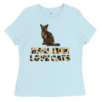 Baby Blue Real Men Love Cats Ladies Tee - Bettercallsaul
