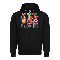 Black 100 days with my gnomies Zipper Hoodie - RacoonDesign