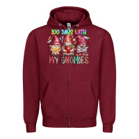 Burgundy 100 days with my gnomies Zipper Hoodie - RacoonDesign