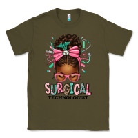 Army Green Surgical Technologist Afro Messy Bun Classic Tee - texasbilliewilder