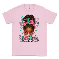 Bubblegum Pink Surgical Technologist Afro Messy Bun Classic Tee - texasbilliewilder