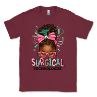 Burgundy Surgical Technologist Afro Messy Bun Classic Tee - texasbilliewilder