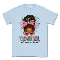 Dusty Blue Surgical Technologist Afro Messy Bun Classic Tee - texasbilliewilder