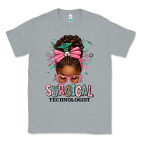 Heather Grey Surgical Technologist Afro Messy Bun Classic Tee - texasbilliewilder
