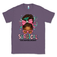 Lavender Surgical Technologist Afro Messy Bun Classic Tee - texasbilliewilder