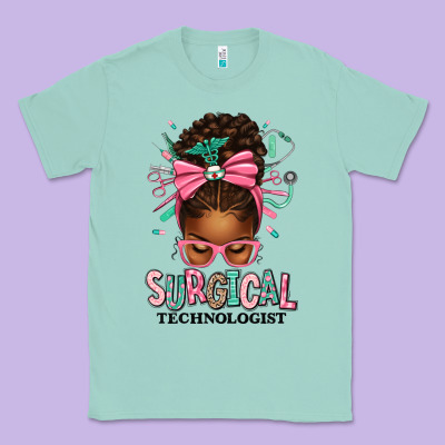 Surgical Technologist Afro Messy Bun Classic Tee Designed By Texasbilliewilder