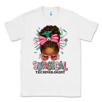 White Surgical Technologist Afro Messy Bun Classic Tee - texasbilliewilder