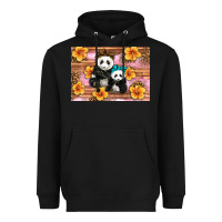 Black Mama Panda And Baby Panda Heavyweight Hoodie - Artiststas