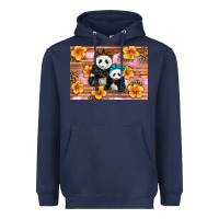 Navy Mama Panda And Baby Panda Heavyweight Hoodie - Artiststas