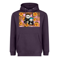 Plum Mama Panda And Baby Panda Heavyweight Hoodie - Artiststas