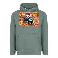 Sage Mama Panda And Baby Panda Heavyweight Hoodie - Artiststas