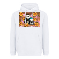 White Mama Panda And Baby Panda Heavyweight Hoodie - Artiststas