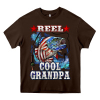 Chocolate Brown reel cool grandpa american flag bass Heavy Core Tee - LillyAllenDesigns