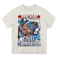Reel Cool Grandpa American Flag Bass Heavy Core Tee | Teevron