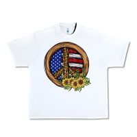 White Peace Sign Urban Heavy Tee - JahusDesignShop