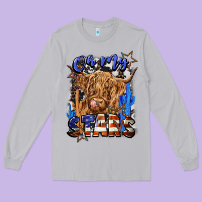 Oh My Stars Long Sleeve Tee Designed By Cowgirlartshop