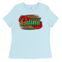 Baby Blue latina with serape and roses Ladies Tee - Jasminsmagicworld