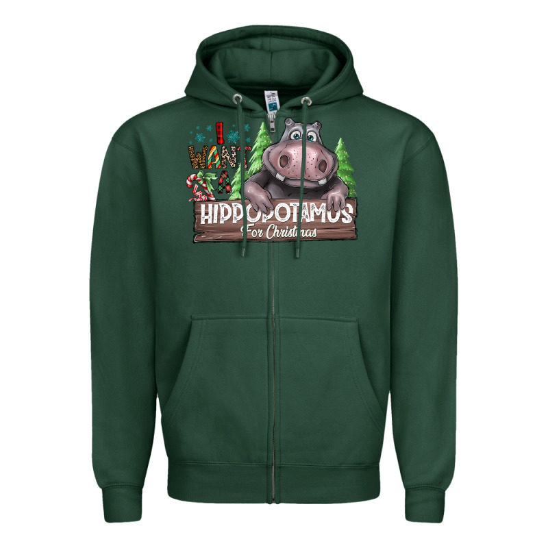 I Want A Hippopotamus For Christmas Zipper Hoodie by CowhideDigitalArt | Teevron
