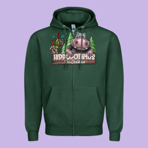 I Want A Hippopotamus For Christmas Zipper Hoodie Designed By Cowhidedigitalart