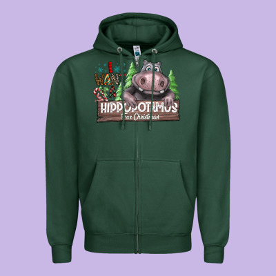 I Want A Hippopotamus For Christmas Zipper Hoodie Designed By Cowhidedigitalart