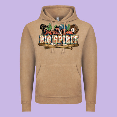Small Town Big Spirit Baseball Vintage Hoodie Designed By Howdyjamesfarm