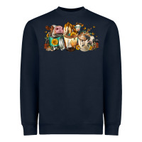 Navy Cows and coffee Heavyweight Sweatshirt - FaDigitalArtStudio