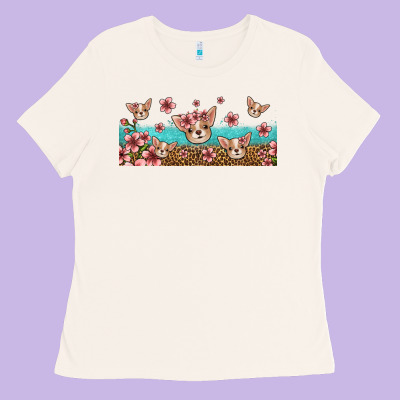Floral Chihuahua Dogs Ladies Tee Designed By Jasminsmagicworld