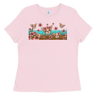 Bubblegum Pink floral chihuahua dogs Ladies Tee - Jasminsmagicworld