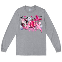 Heather Grey boo pink pumpkin witch breast cancer Long Sleeve Tee - CowGirlArtShop