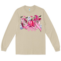 Mushroom boo pink pumpkin witch breast cancer Long Sleeve Tee - CowGirlArtShop